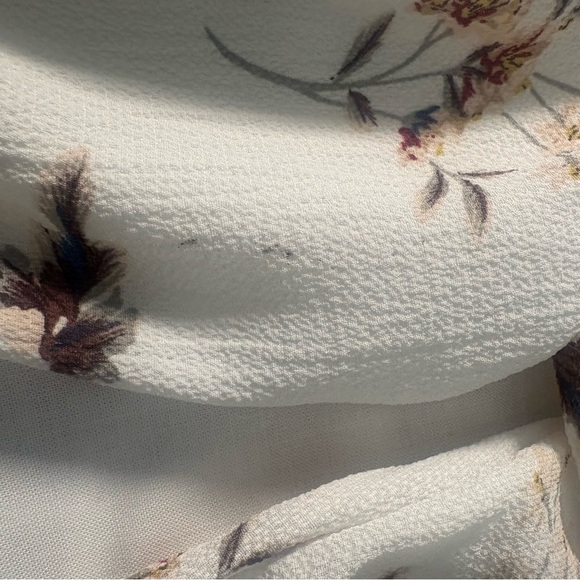 Romwe Cottagecore Off Shoulder Floral Dress Peasant Boho Mini Ivory M - Picture 7 of 11